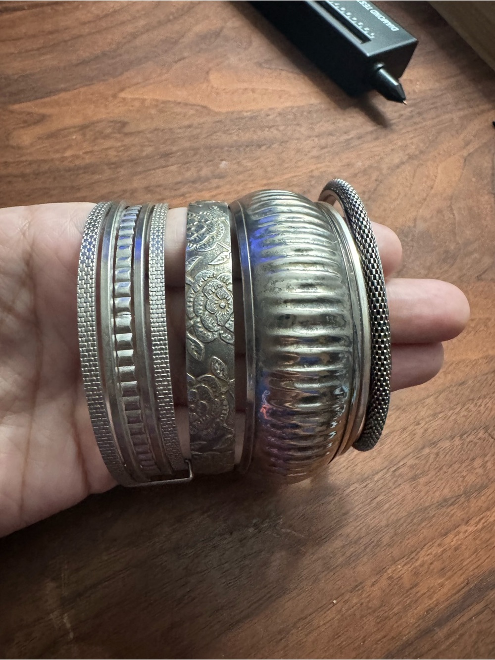 Set of Silvertoned Bangle Bracelets set of 8